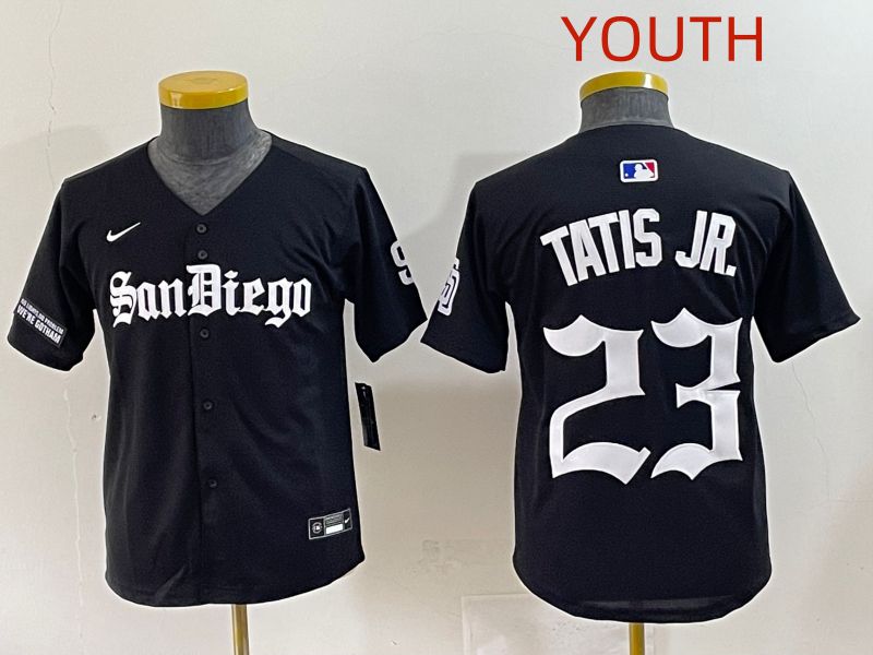 Youth 2025 San Diego Padres 23 Tatis jr Black Five generations Joint Name Nike MLB Jersey style 15